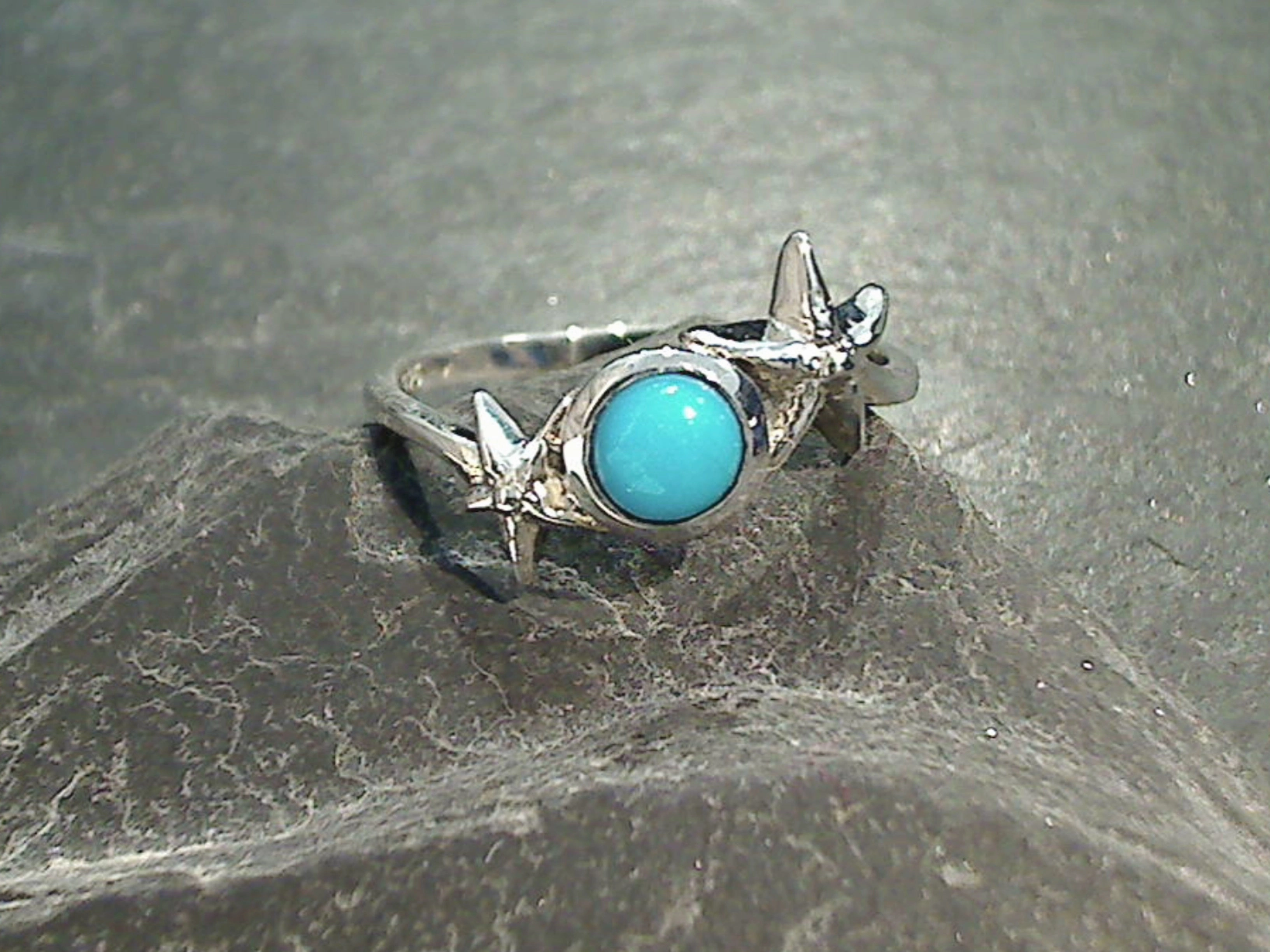 Size 8.25 Turquoise, Sterling Silver Starfish Ring Bold Trinket