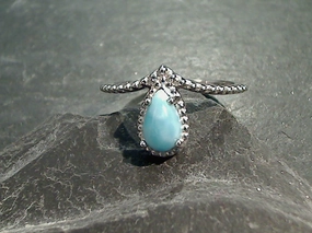 Size 8 Larimar, Rhodium Plated Sterling Silver Ring Graceful Choice Elite Choice