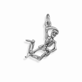Skeleton Charm Halloween Antiqued Sterling Silver - Made in the USA Shine On Urban Feature