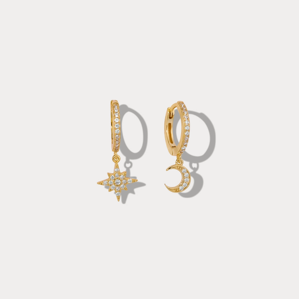 Neutral Glow Everlasting Appeal Sky Gold Diamond Drop Hoop Earrings
