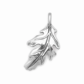 Oak Leaf Slide Antiqued Sterling Silver, Pendant Only party accessory Bright Finish