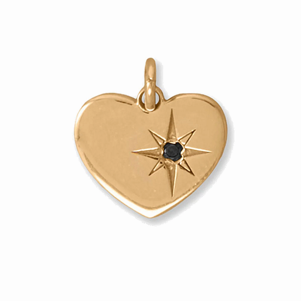 Genuine Black Diamond .015 CTW Gold-plated Sterling Silver Heart Charm Pendant Fashionable Piece
