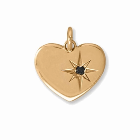 Genuine Black Diamond .015 CTW Gold-plated Sterling Silver Heart Charm Pendant Fashionable Piece