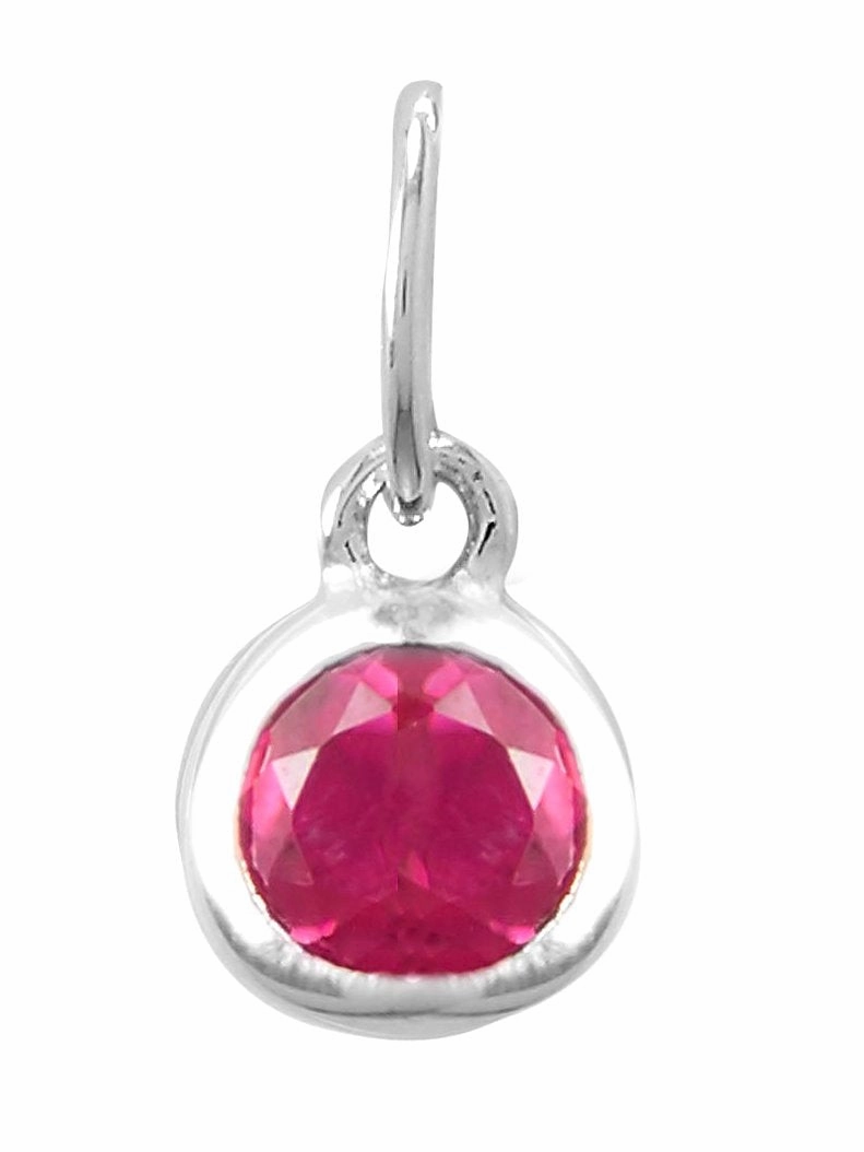 July Birthday Charm Red Cubic Zirconia Sterling Silver Sunlight Shine Elegant Gift