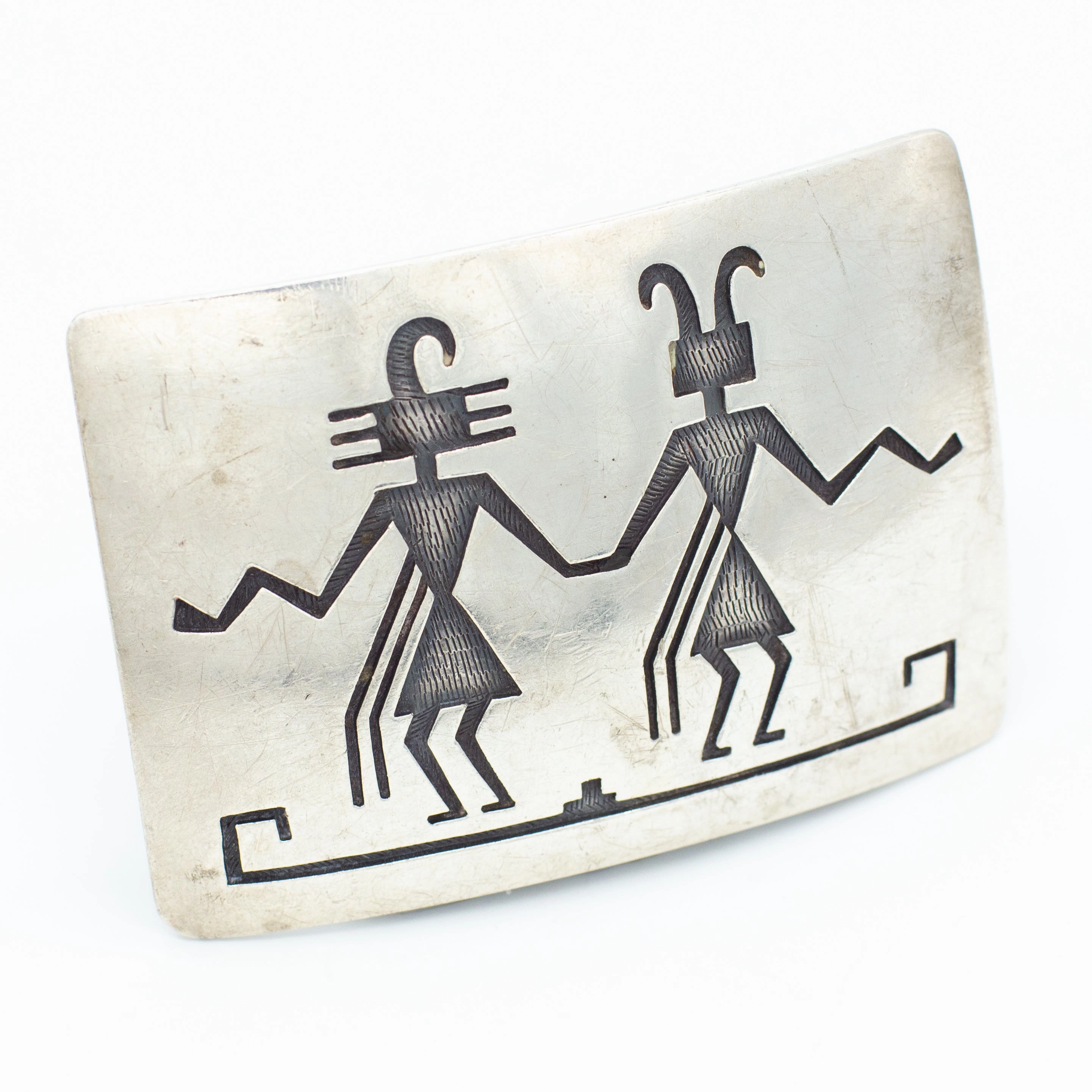 True Touch Smooth Shine Victor Coochwytewa Hopi Handmade Sterling Silver Belt Buckle