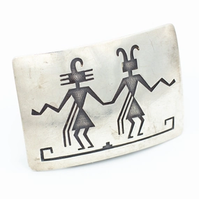 True Touch Smooth Shine Victor Coochwytewa Hopi Handmade Sterling Silver Belt Buckle
