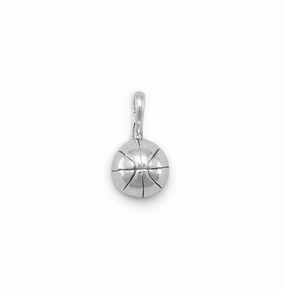 Luxury Shine Statement Form Small 3D Basketball Charm Sterling Silver, Made in the USA
