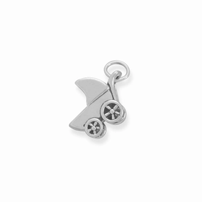 Small Baby Carriage Charm Sterling Silver, Made in the USA Chic Gem