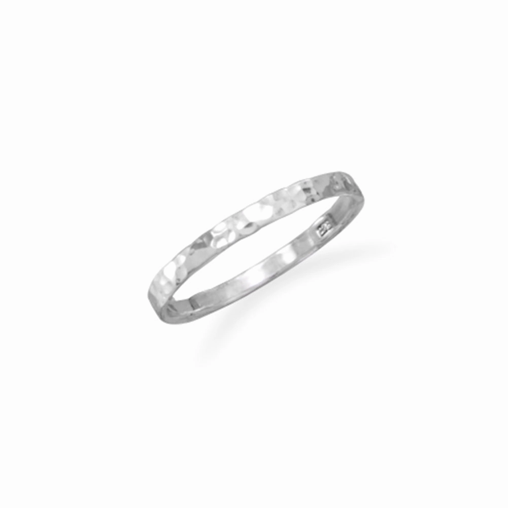 Small Band Ring Hammered Sterling Silver, Sizes 2 to 4 Luxury Touch Minimalist Mark