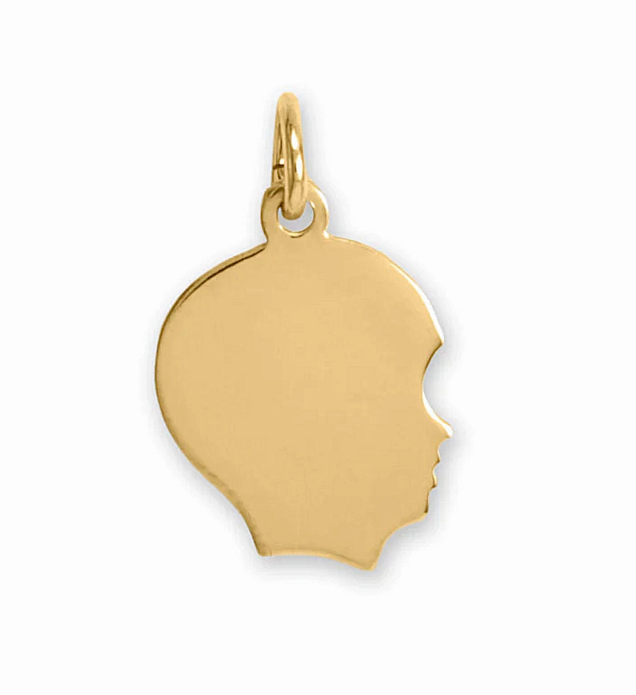 Flat Detail Small Boy Silhouette Pendant Charm 14k Gold-Filled, Made in the USA