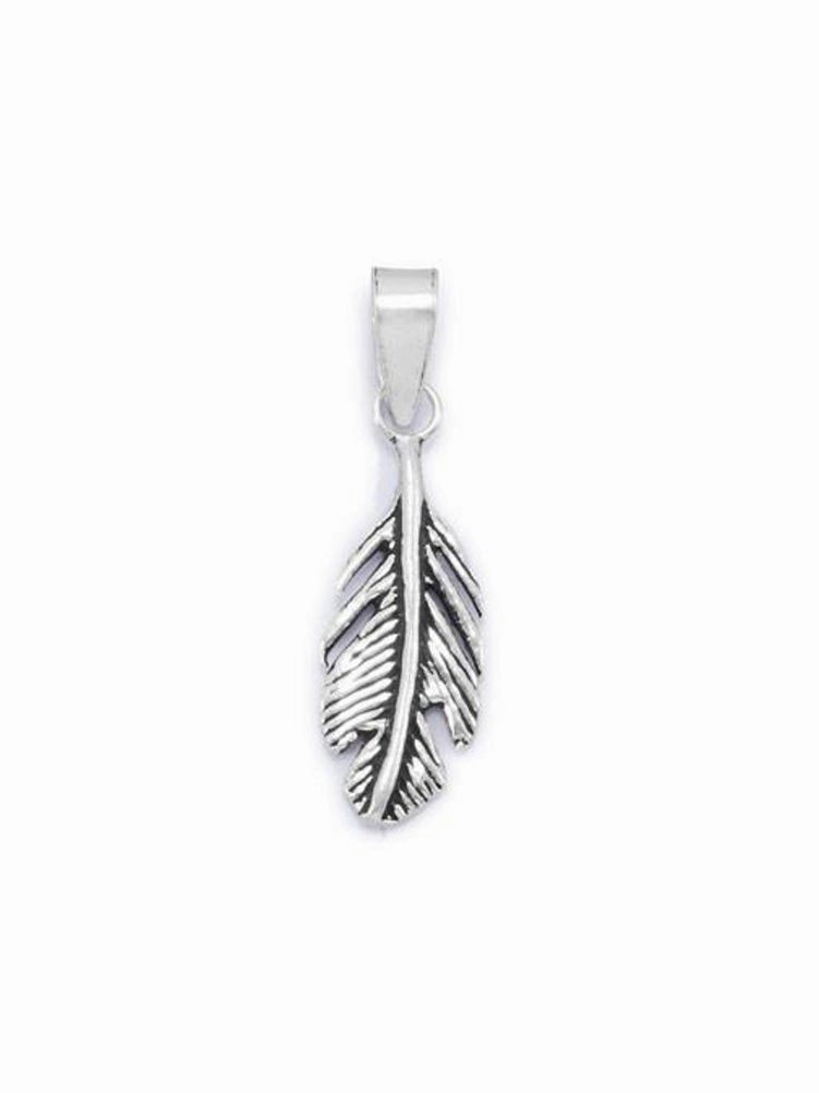 Shine Effect Small Feather Pendant Sterling Silver, Pendant Only