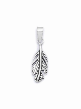Shine Effect Small Feather Pendant Sterling Silver, Pendant Only