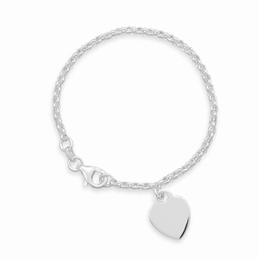 Small Heart Tag Rolo Chain Sterling Silver Bracelet Classic Appeal