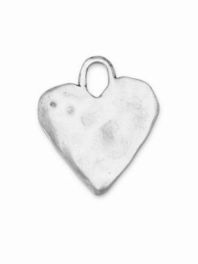 Small Oxidized Primitive Heart Pendant Handmade Look Textured Office Accent