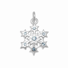 Camera Mood Small Snowflake Blue Crystal Charm Pendant Sterling Silver