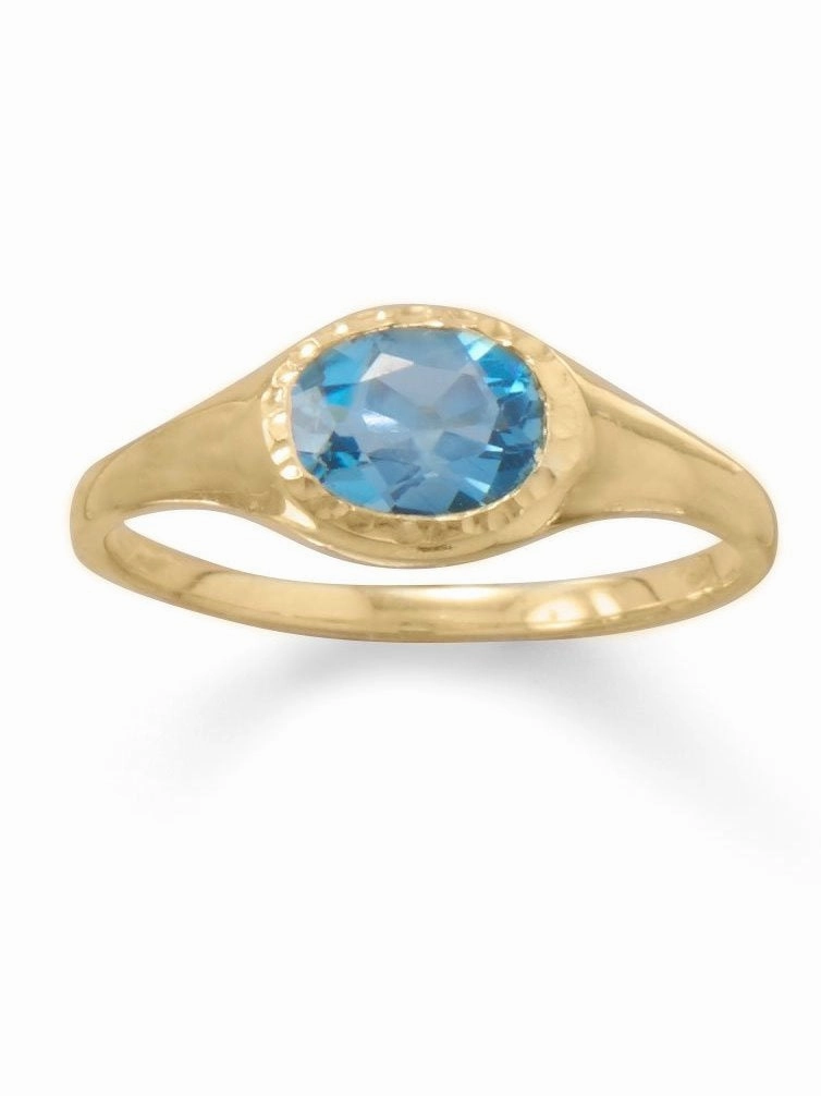 Swiss Blue Topaz Ring Gold-plated Sterling Silver Bold Look