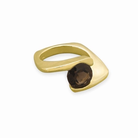 Work Outfit Smoky Quartz Wrapped Ring Gold-plated Sterling Silver