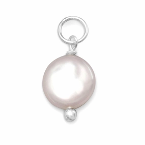 Sterling Silver 8mm Cultured Freshwater Coin Pearl Charm Chic Fashion summer look