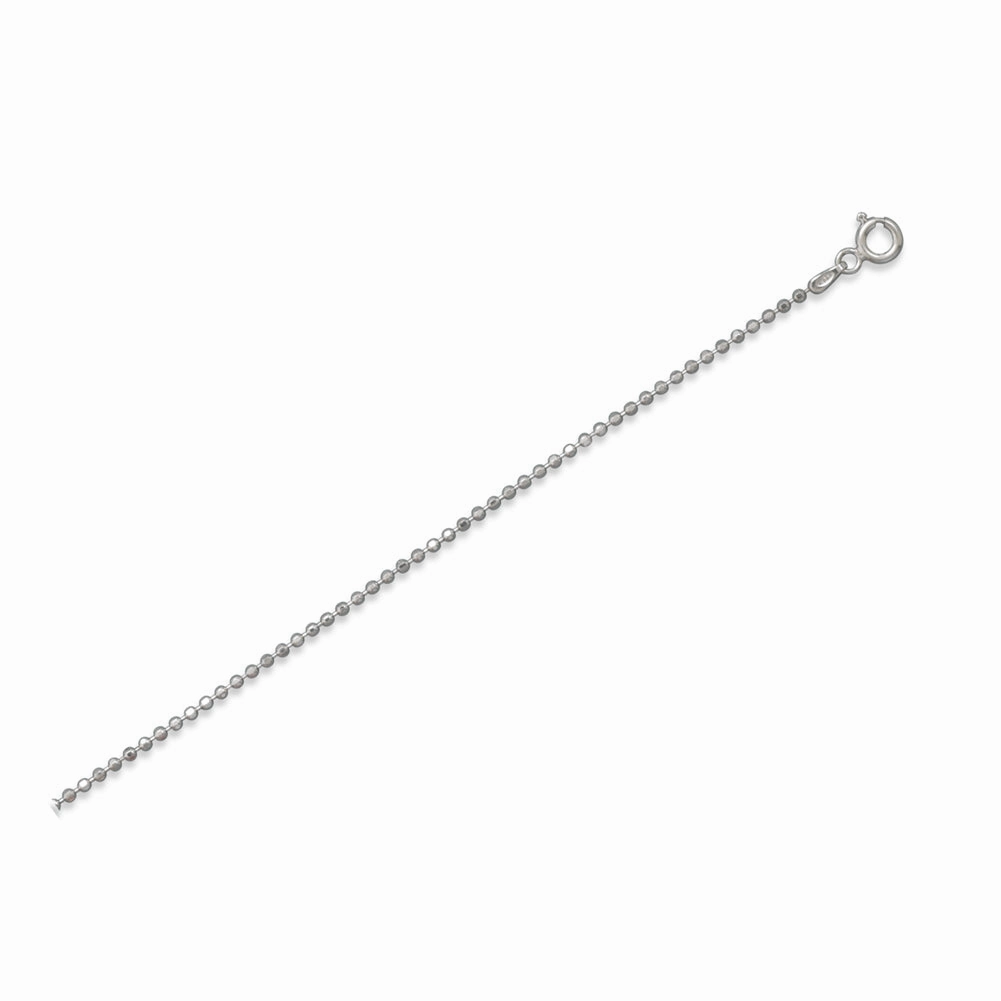 Faceted Bead Ball Chain 1.8mm Rhodium Over Sterling Silver Elegant feature Flawless Look