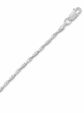 Trendy Spark Luxury Glow Snake and Faceted Bead Twist Chain Necklace Sterling Silver