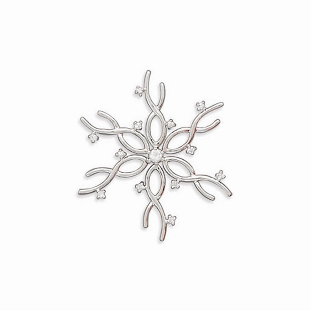 Chic Fashion Exquisite Shine Finish Snowflake Pendant 8-point with 9 Cubic Zirconia Sterling Silver - Includes Chain