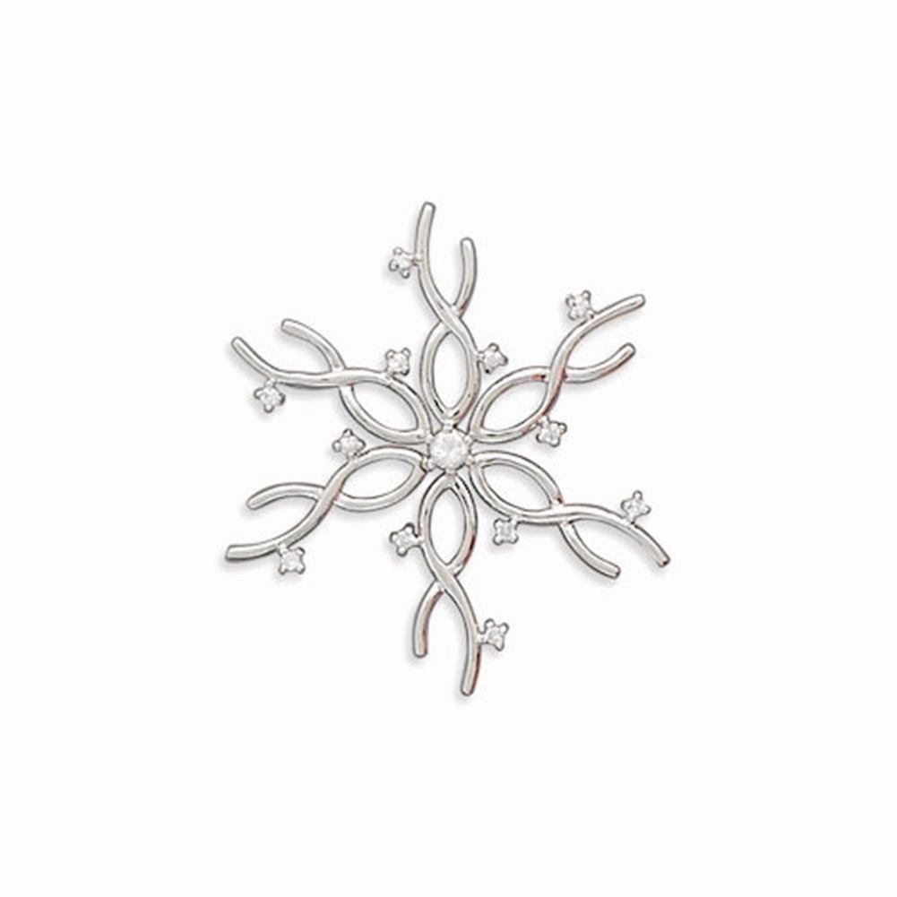 Urban Look Top Pick Snowflake Pendant 8-point with 9 Cubic Zirconia Stones Sterling Silver