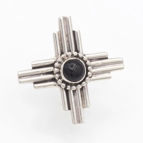 Casual Pair Classic Sparkle Pricilla Apache Navajo Handmade Sterling Silver Onyx Zia Pin
