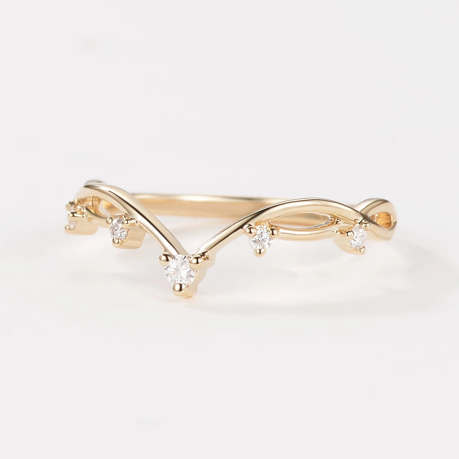 Minimalist Leafy Chevron Stacking Ring Simple Glow