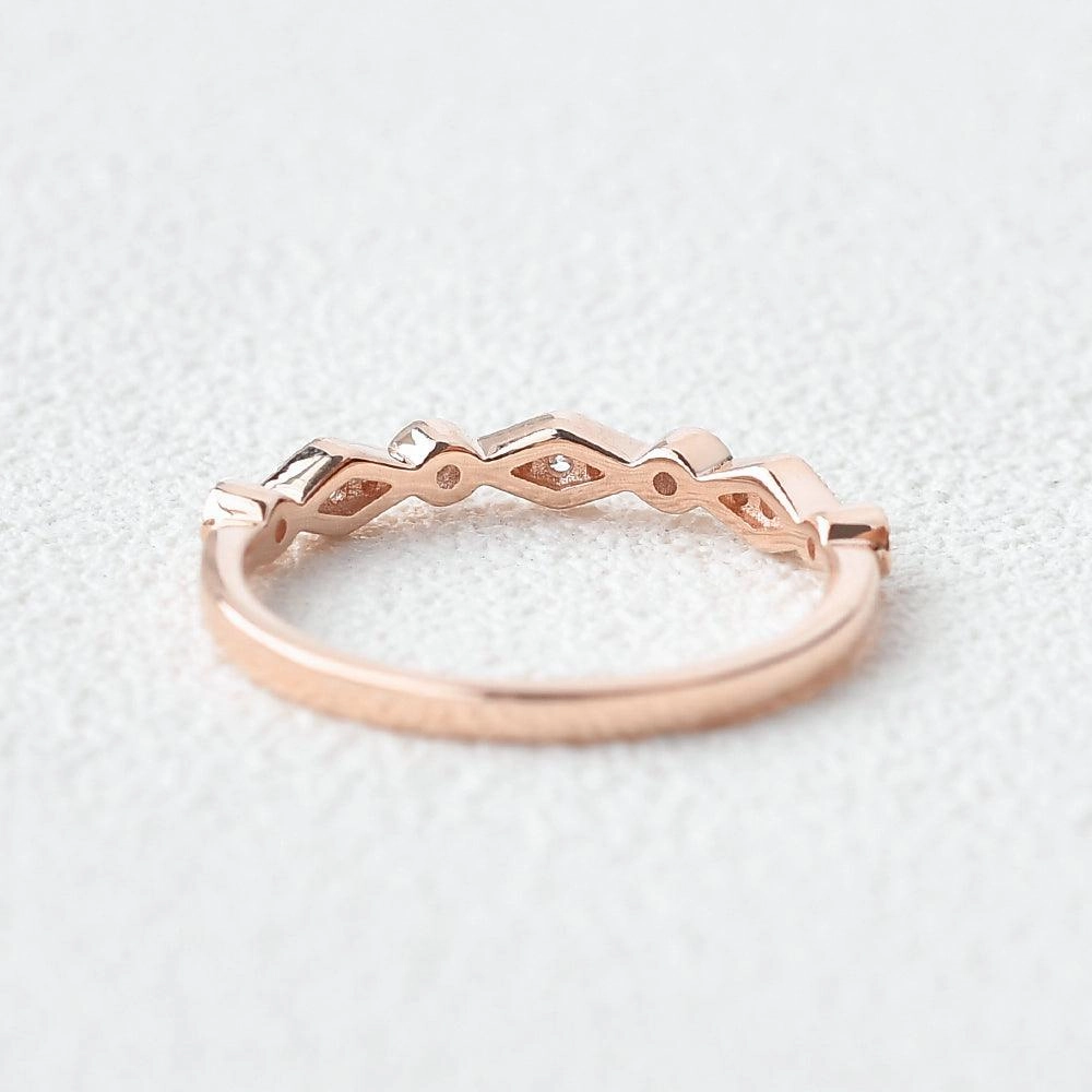 Moissanite Milgrain Dainty Stacking Ring Elegant Pairing