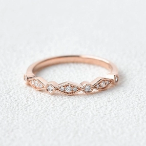 Moissanite Milgrain Dainty Stacking Ring Pure Feature Unique Detail