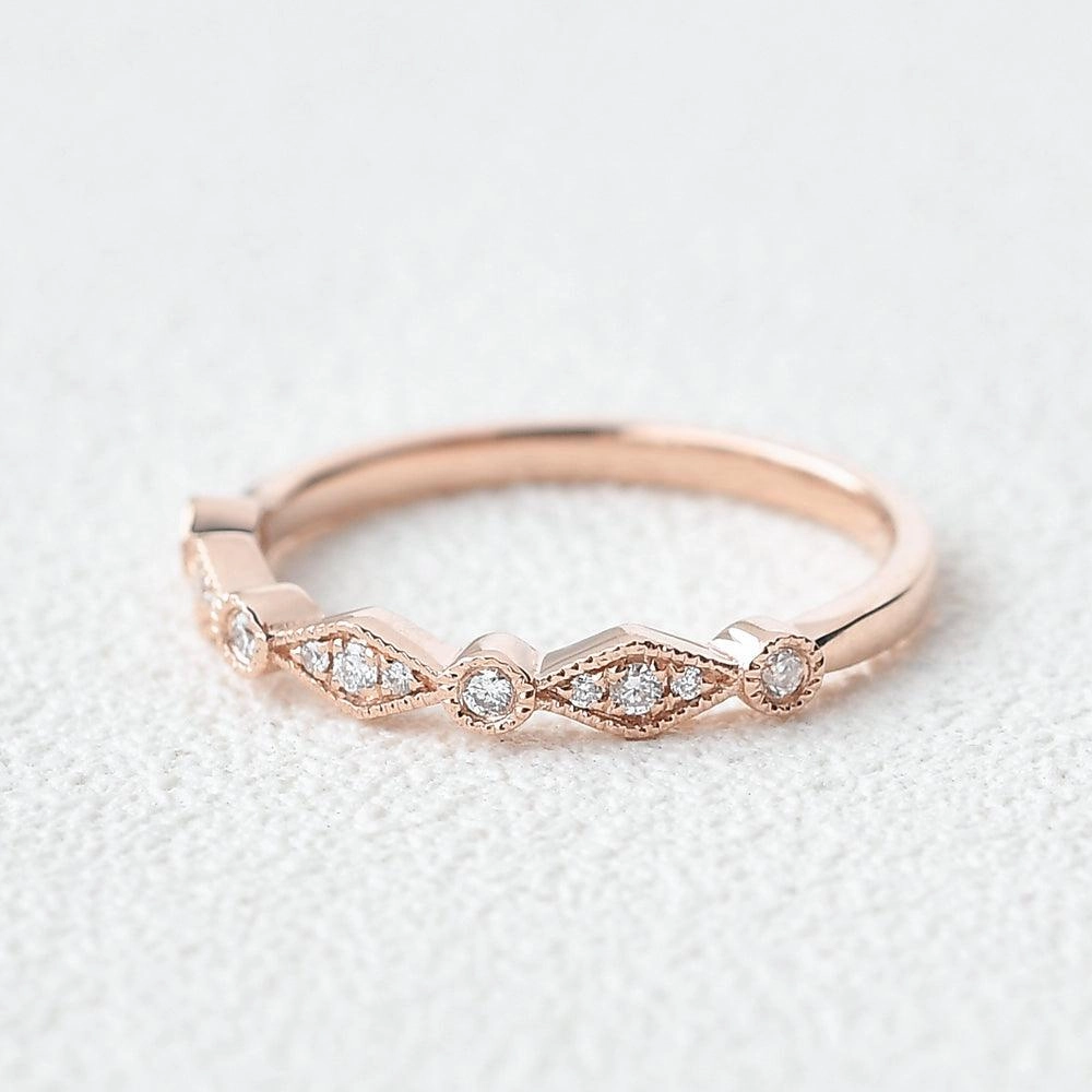 Exquisite Shine Candid Shot Moissanite Milgrain Dainty Stacking Ring