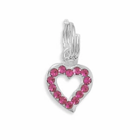 Timeless Gift Dazzling Craft Pink Fuchsia Crystal Heart Charm Sterling Silver