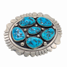 Stunning Piece Elegant Shine Thomas Singer Navajo Handmade Sterling Silver Turquoise Belt Buckle