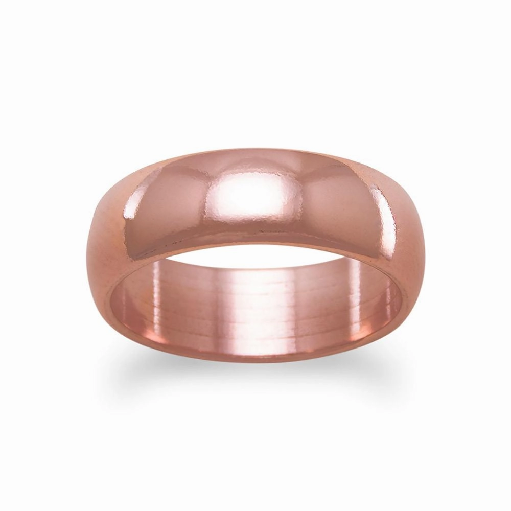 Traditional Use Lustrous Shine Solid Copper Band Ring 6mm Sizes 6-12 Made in the USA