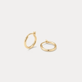 Romantic Edge Fashionable Detail Solid Gold 24/7 Huggie Hoops