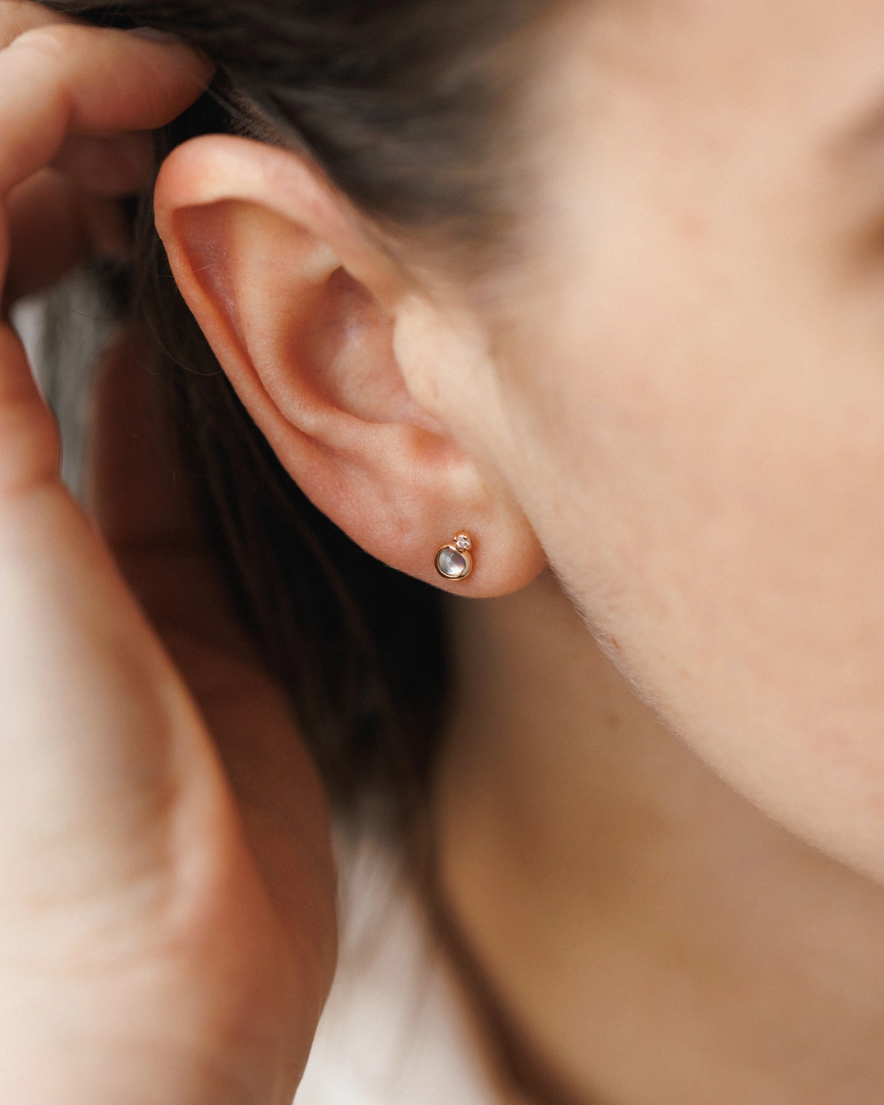 Solid Gold Moonstruck Studs Graceful Appeal