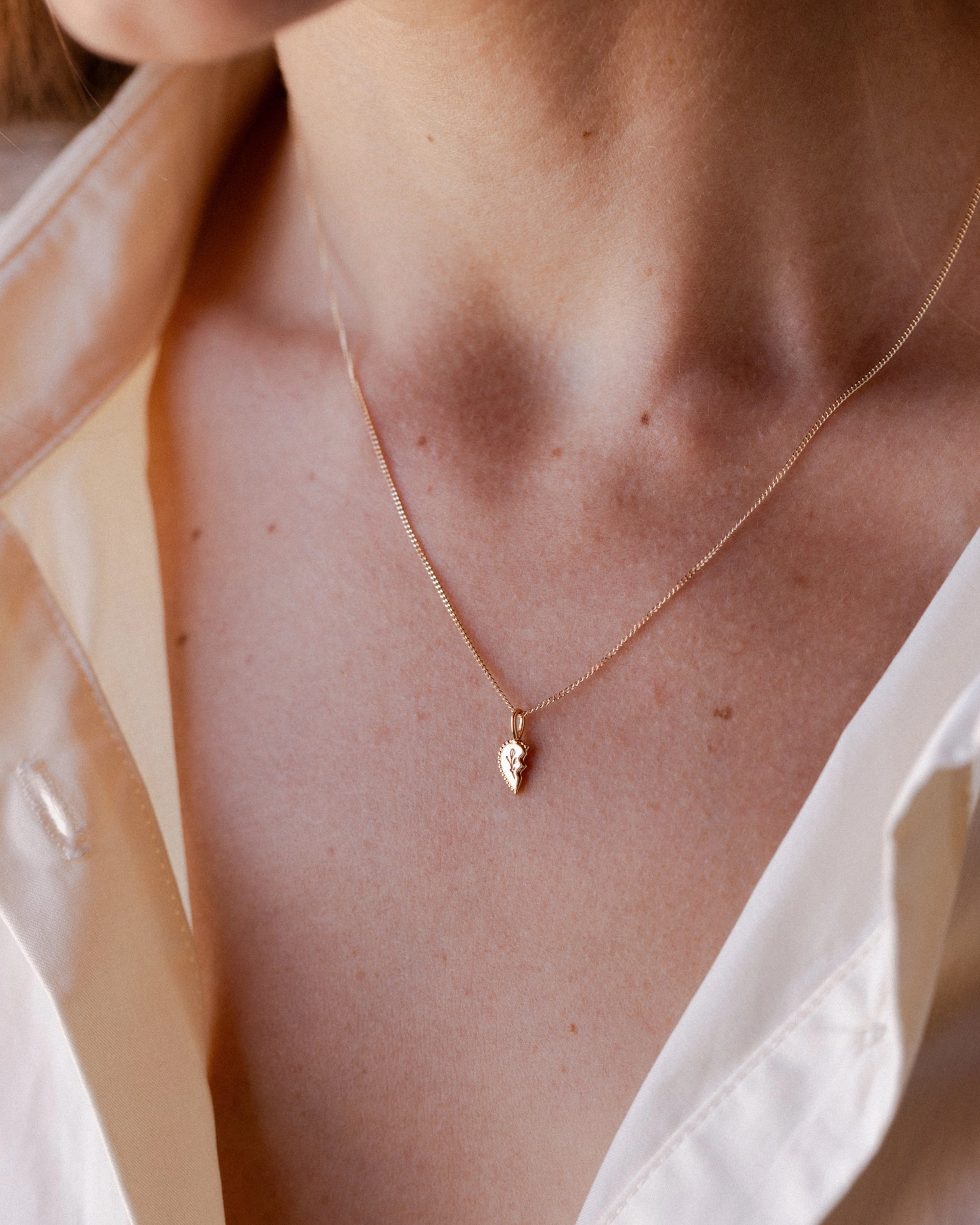 Ocean Breeze Solid Gold Shared Heart Necklace