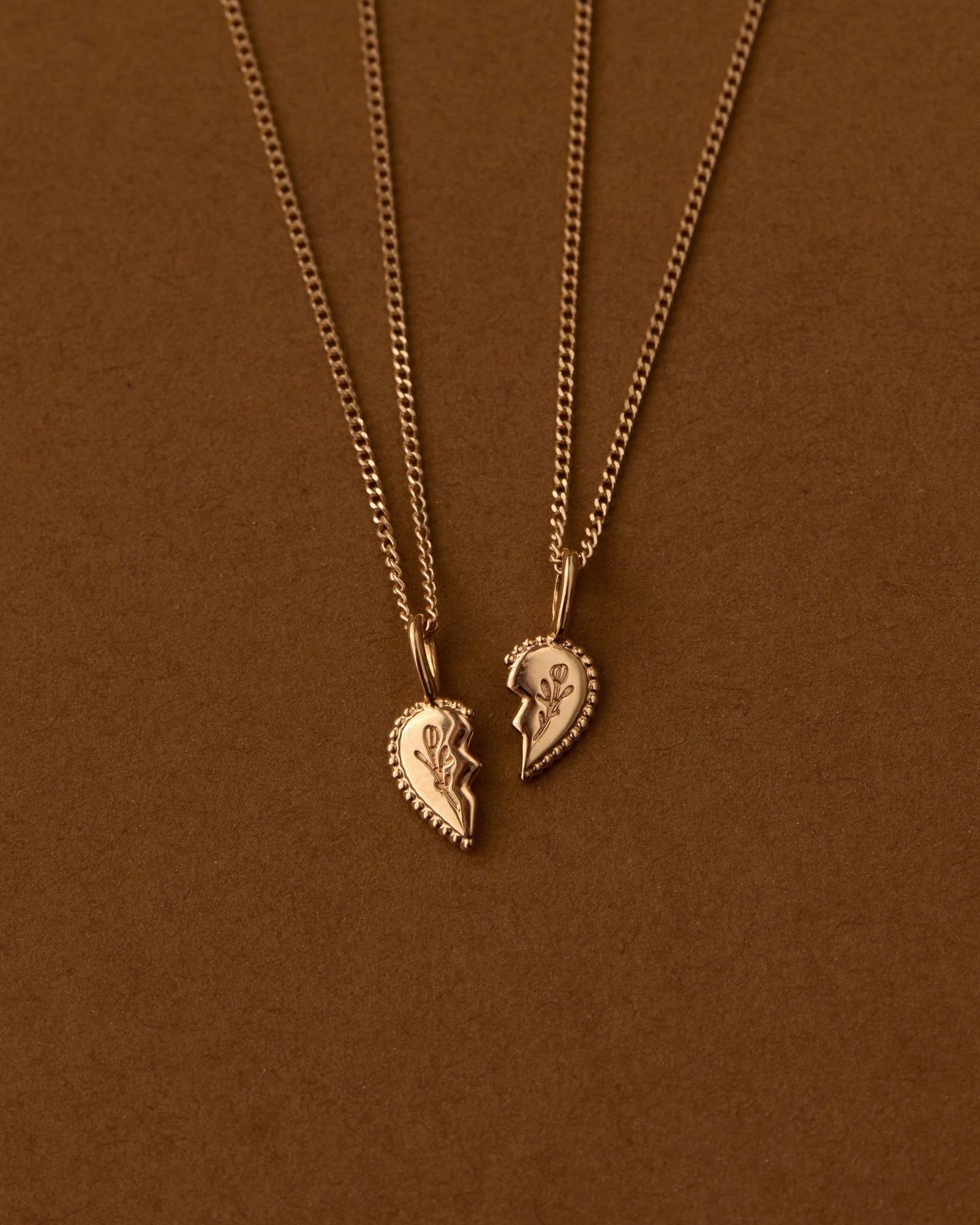Solid Gold Shared Heart Necklace Modern Touch Perfect Layer