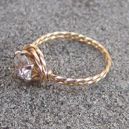Solitaire Cubic Zirconia Gold Filled Twist Wire Ring Quality Piece