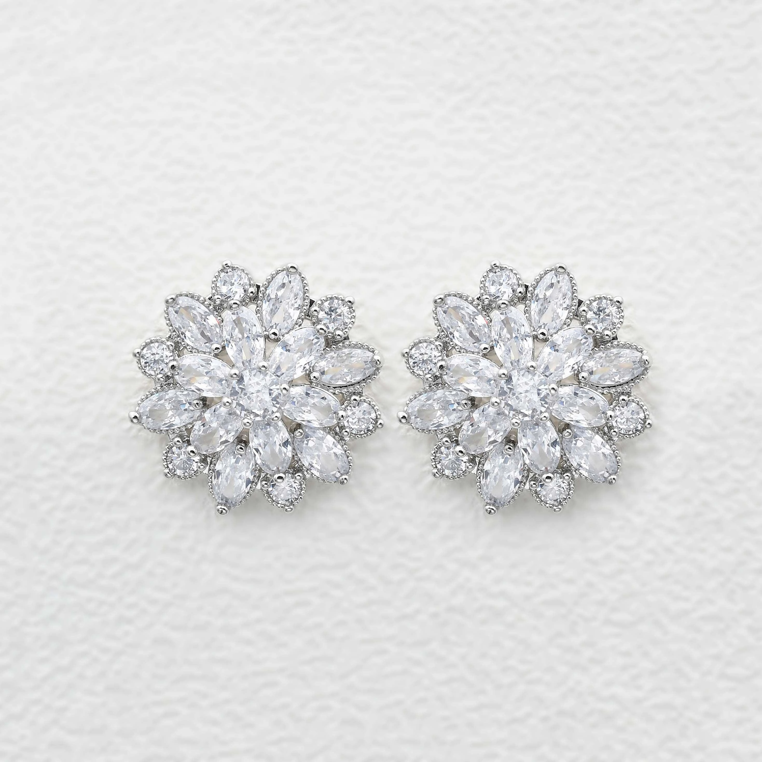 Stimulated Diamond Floral Inspired Earrings Elite Shape