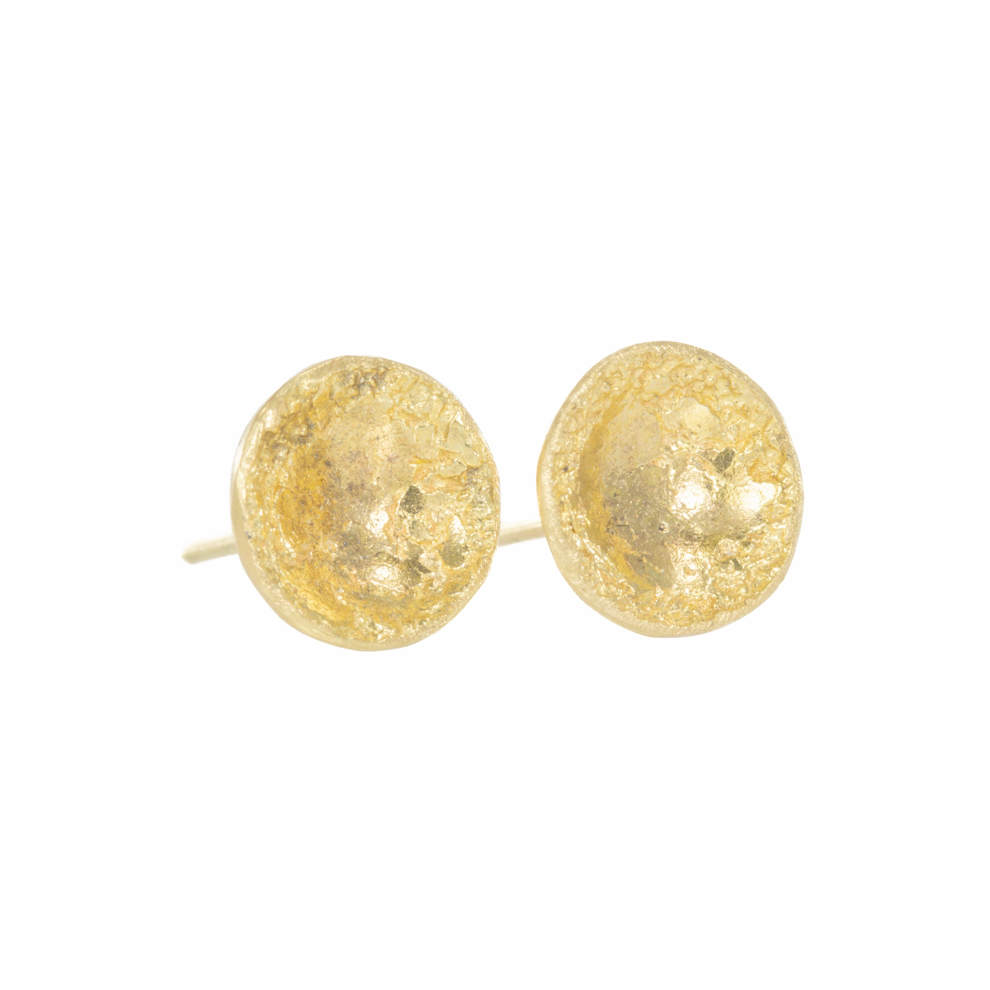 Double Gold Moon Surface Studs - 22ky   18ky Holiday Accent