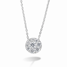 Premium Piece Indigenous Accessory Hearts On Fire 18K White Gold Tessa Diamond Cluster Pendant with a 18K White Gold Link Necklace (0.25ctw)