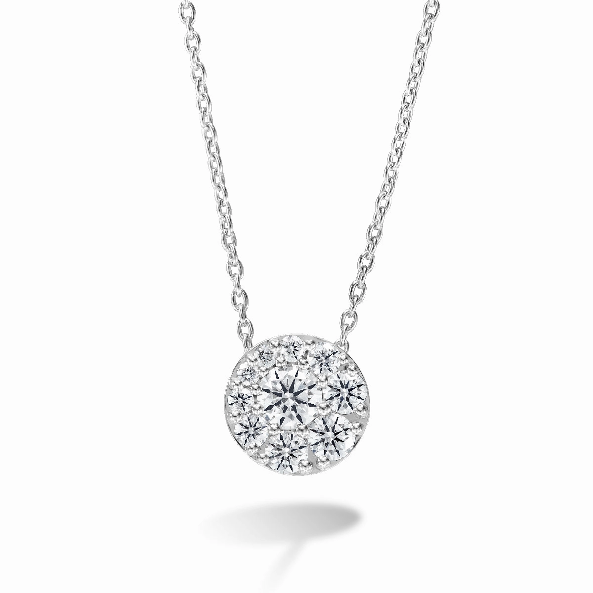 Premium Piece Indigenous Accessory Hearts On Fire 18K White Gold Tessa Diamond Cluster Pendant with a 18K White Gold Link Necklace (0.25ctw)