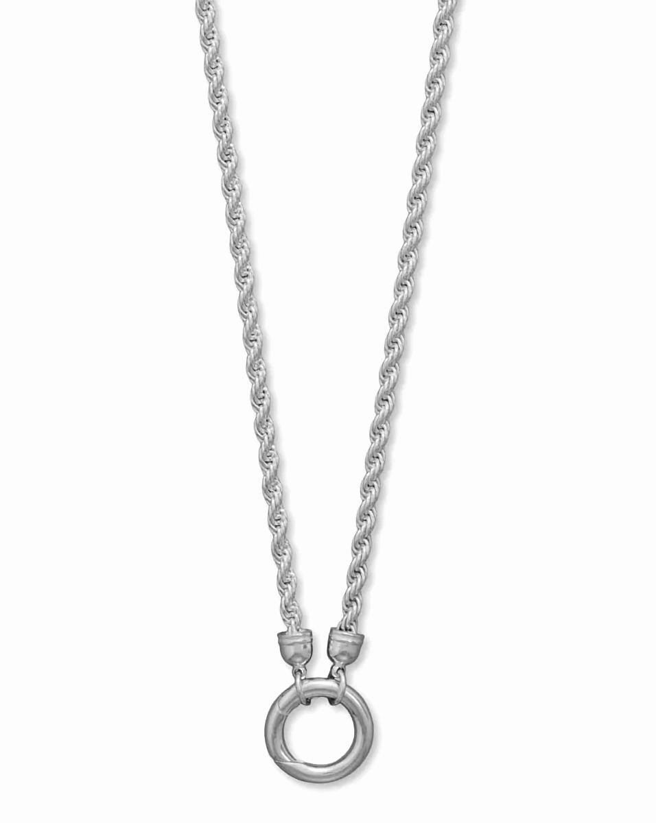 Impeccable Highlight Rope Chain Necklace with Inverted Hinge Clasp Ring