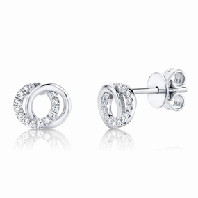 Miniature Item Bremer Jewelry You & Me Round Diamond Earrings in 14K White Gold (0.09ctw)