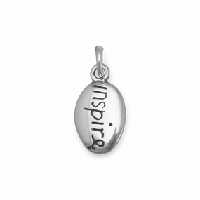 Romantic Vibe Artisan Edge INSPIRE Charm Oval Engraved Sterling Silver