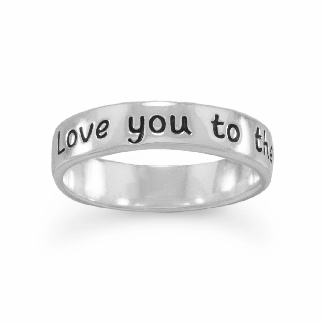 Engraved Love you to the Moon and Back Sterling Silver Band Ring Graceful Balance