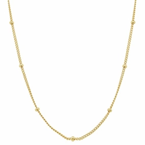 Gold-plated Silver Satellite Station Chain Choker Necklace Adjustable Opulent Finish