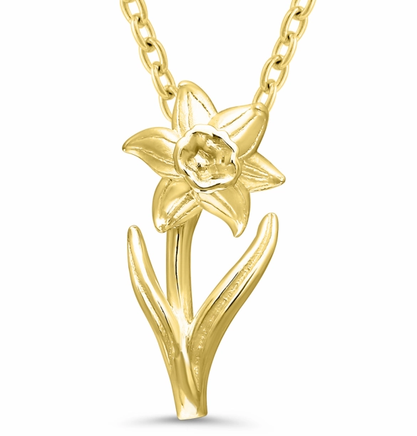 Bremer Jewelry 925 Yellow Sterling Silver/Gold Plated March Birth Flower "Daffodil" Necklace Fall Occasion Adornment Party Mood