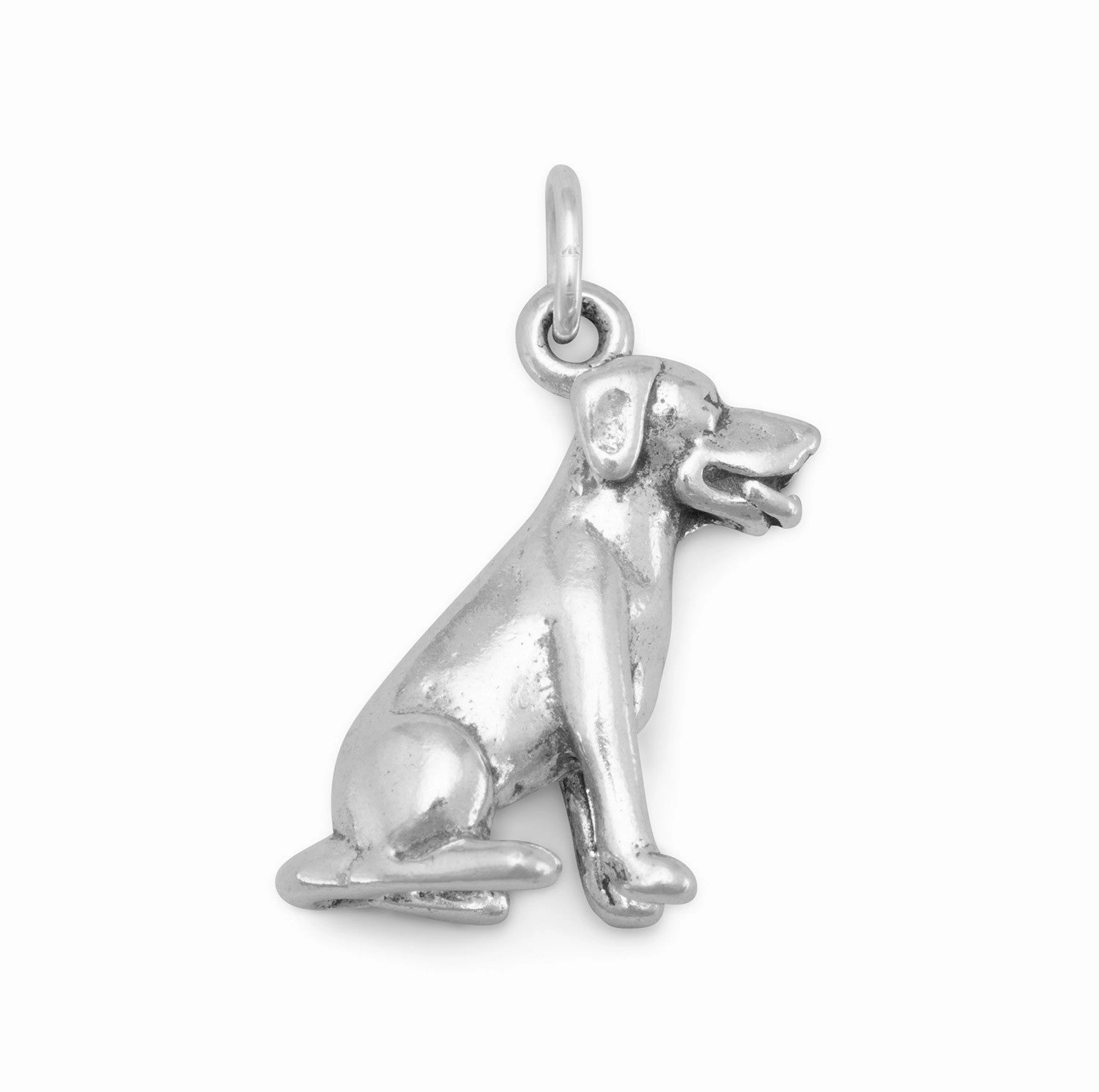 Classic Detailing Dog Breed - Labrador Sitting Dog Charm Sterling Silver, Made in the USA